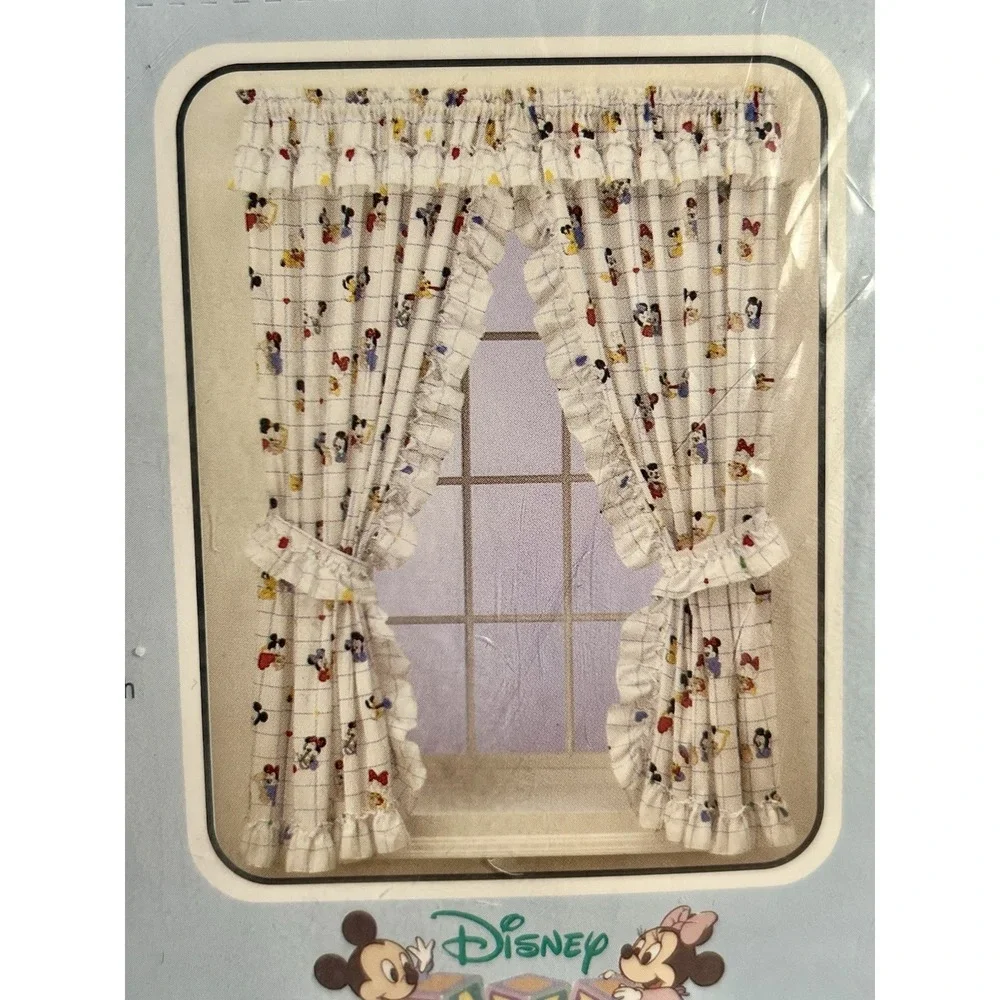 Vintage 90s Disney Babies Priscilla Curtains 94x63 NIP Mickey Minnie